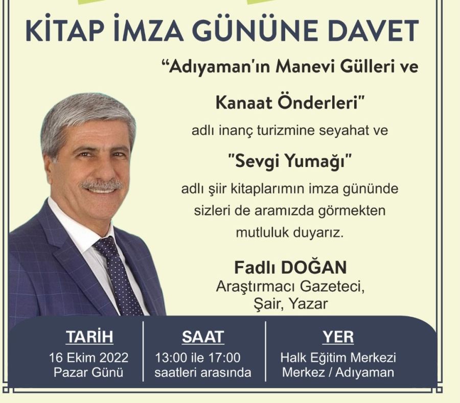 KİTAP İMZA GÜNÜNE DAVET Fadlı DOĞAN